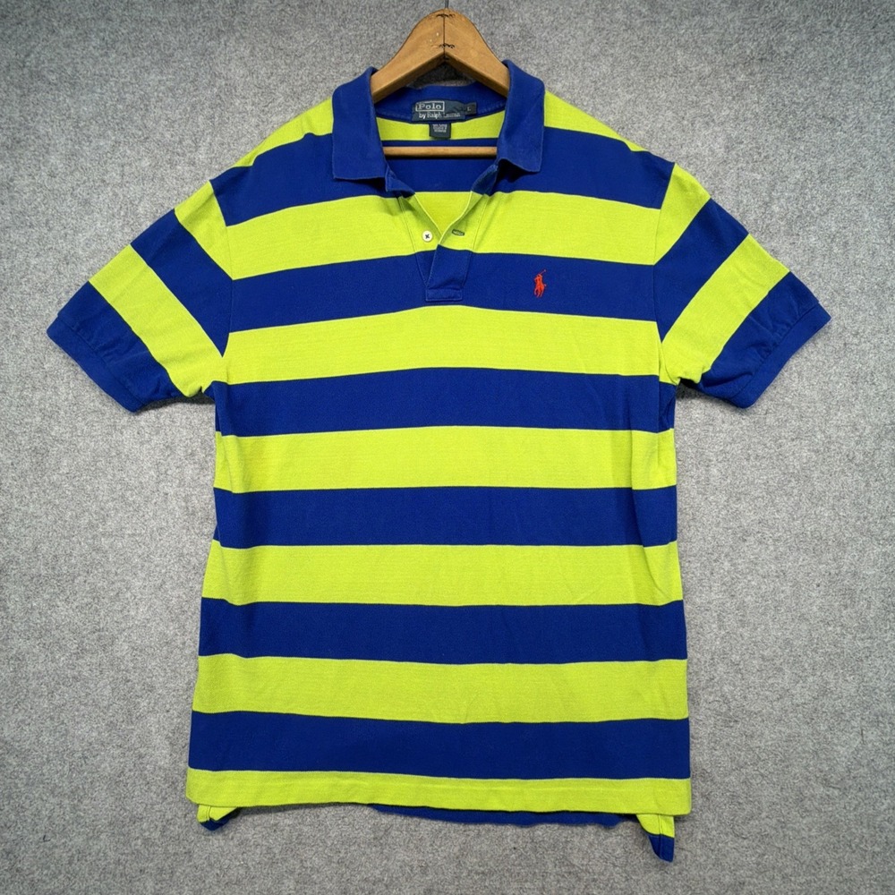 Polo Ralph Lauren Men's Large Striped Short Sleeve Cotton Polo Logo